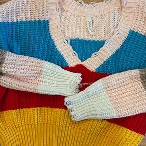 Pink Owl Knitted Fringe Sweater